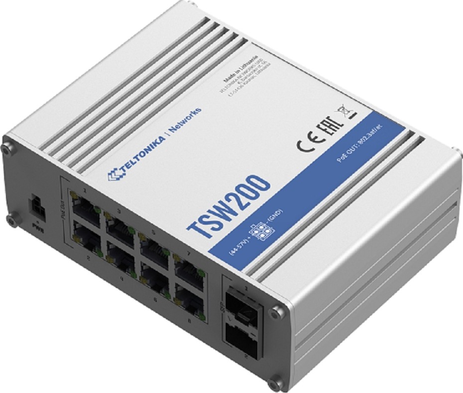 TELTONIKA Switches 8 x ETH ports, 10/100/1000 Mbps, supports auto MDI/MDIX crossover[TSW200]
