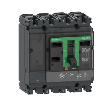 Schneider Circuit breaker ComPacT NSX100F, 36kA at 415VAC, TMD trip unit 63A, 50 degrees C, 4 poles 4D [C10F4TM063C]