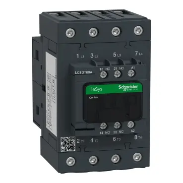 Schneider Contactor, TeSys Deca, 4P(4 NO), AC-1, <=440V, 60A, 230VAC 50/60Hz coil, screw clamp terminal [LC1DT60AP7] 