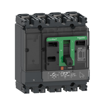 Schneider Circuit breaker ComPacT NSX100N, 50kA at 415VAC, TMD trip unit 100A, 50 degrees C, 4 poles 4D