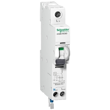 Schneider Residual current breaker with overcurrent protection (RCBO), Acti9 iC60H RCBO, 1P+Ns, 16A, 30mA, A type, 10000A