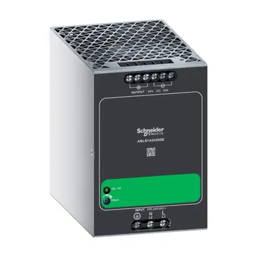 Schneider single phase power supply, 100 to 240V AC input, 24V DC output, 480W, Din-rail, IP20