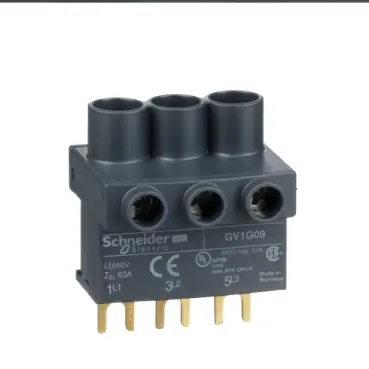 Schneider TeSys GV2, TeSys D & TeSys U - terminal block - 3P - from the top [GV1G09] 