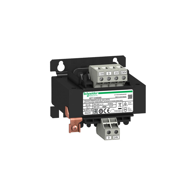 Schneider Transformer Phaseo ABT7, ABL6_ voltage transformer - 230 V - 1 x 24 V - 63 VA_ [ABT7ESM006B]