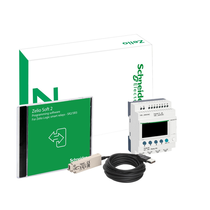 Schneider PLC Zelio Logic_ compact smart relay Zelio Logic - “discovery” pack - 12 I O - 100..240V AC_ [SR2PACKFU]