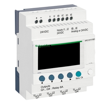 Schneider PLC Zelio Logic_ modular smart relay Zelio Logic - 10 I O - 24 V DC - clock - display_ [SR3B101BD]