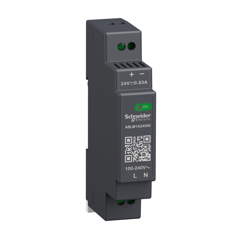 Schneider Power Supply Phaseo ABL7, ABL8_ Regulated Power Supply, 100-240V AC, 24V 0.6 A, single phase, Modular_ [ABLM1A24006]