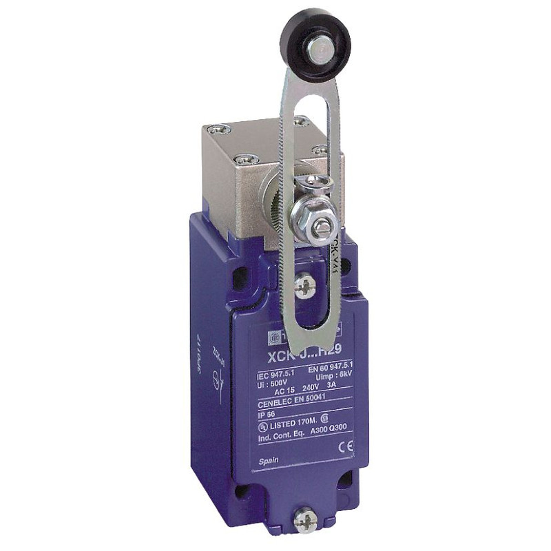 Schneider Sensors OsiSense XC Standard_ Limit switch, Limit switches XC Standard, XCKJ, thermoplastic plastic roller lever var length, 1NC+1 NO, snap, 1/2NPT_ [XCKJ10541H7]