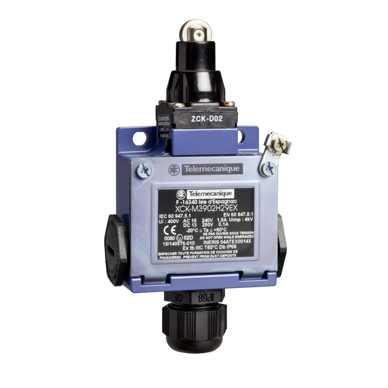 Schneider Sensors Osiswitch - ATEX D_ Limit switch, Limit switches XC Standard, XCKM, roller plunger, 2NC + NO, ATEX/IECEx_ [XCKM3902H29EX]