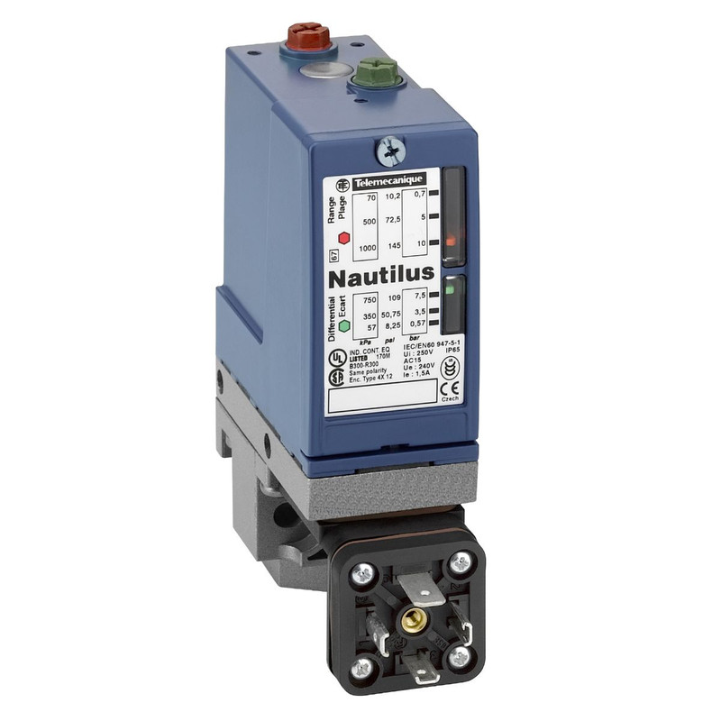 Schneider Sensors OsiSense XM_ Electromechanical pressure sensor, Pressure sensors XM, switch XMLB 70 bar, adjustable scale 2 thresholds, 1 C/O_ [XMLB070E2C11]