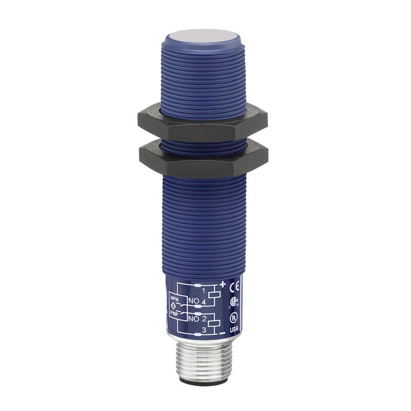 Schneider Sensors OsiSense XX_ ultrasonic sensor cylindrical M18 - Sn 0.15 m - 2NO - M12 connector_ [XX518A1KAM12]