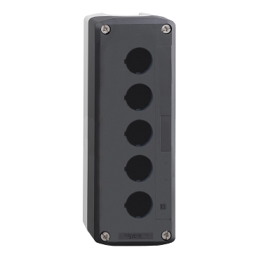 Schneider Signaling Harmony XALD, XALK_ Harmony XALD, XALK, Empty enclosure, plastic, dark grey lid, for push button Ø22, 5 cut-outs_ [XALD05]