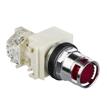 Schneider Signaling Harmony 9001K_ red illuminated pushbutton Ø 30 - flush spring return - 230 V - 1OC_ [9001K3L7RH13]