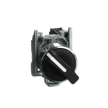Schneider Signaling Harmony XB4_ Selector switch, metal, black, Ø22, 2 positions, spring return from right to left, 1NO_ [XB4BD41]