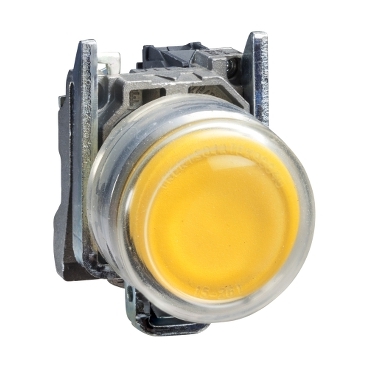 Schneider Signaling Harmony XB4_ Push button, metal, projecting, yellow, Ø22, spring return, booted, unmarked, 1 NO_ [XB4BP51]