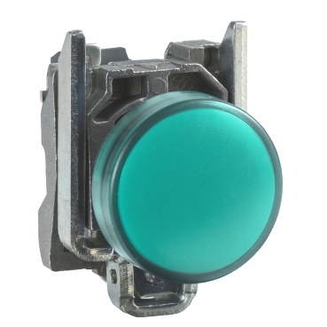 Schneider Signaling Harmony XB4_ Pilot light, metal, green, Ø22, plain lens with integral LED, 230...240 VAC_ [XB4BVM3]