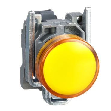 Schneider Signaling Harmony XB4_ Pilot light, metal, orange, Ø22, plain lens with integral LED, 110…120 VAC_ [XB4BVG5]