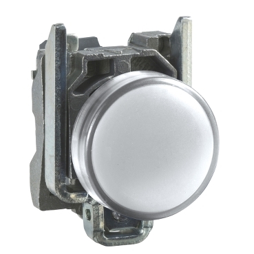 Schneider Signaling Harmony XB4_ Pilot light, metal, white, Ø22, plain lens with integral LED, 230...240 VAC_ [XB4BVM1]