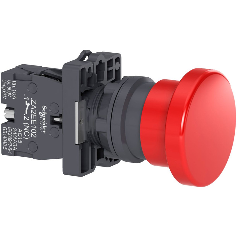 Schneider Signaling Harmony XAP, XB2 SL_ Easy Harmony XA2E, Push button, plastic, red mushroom head Ø40, Ø22, 1 NC_ [XA2EC42]