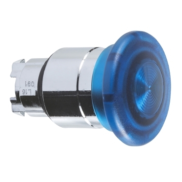 Schneider Signaling Harmony XB4_ Harmony XB4, Illuminated mushroom push button head Ø40, metal, blue, Ø22, spring return, integral LED_ [ZB4BW463]