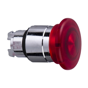 Schneider Signaling Harmony XB4_ red Ø40 illum mushroom pushbutton head Ø22 spring return for integral LED_ [ZB4BW443]
