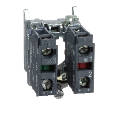 Schneider Signaling Harmony XB4_ single contact block with body/fixing collar 1NO+1NC screw clamp terminal_ [ZB4BZ105]