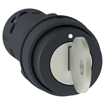 Schneider Signaling Harmony XB7_ Monolithic key switch selector, plastic, black, Ø22, key n°455, 2 positions, stay put, 1 NO_ [XB7NG21]