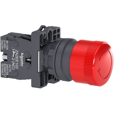 Schneider Signaling Harmony Easy XA2E_ black Ø30 Emergency swtiching off push-button Ø22 non trigger - turn release 1NC_ [XA2ES442]