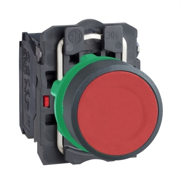 Schneider Signaling Harmony XB5_ Push button, plastic, flush, red, Ø22, spring return, unmarked, 1 NO + 1 NC_ [XB5AA45]