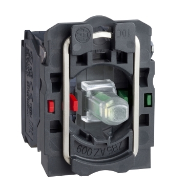 Schneider Signaling Harmony XB5_ green light block with body/fixing collar with integral LED 110...120V 1NO+1NC_ [ZB5AW0G35]