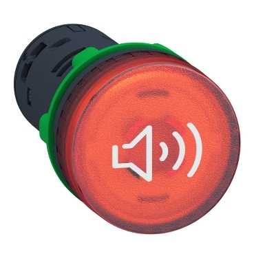 Schneider Signaling Harmony XB5_ Harmony XB5, Illuminated buzzer, plastic, red, Ø22, continuous or intermittent tone, 24 V AC/DC_ [XB5KS2B4]