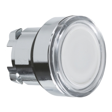 Schneider Signaling Harmony XB4_ white flush illuminated pushbutton head Ø22 spring return for integral LED_ [ZB4BW313]