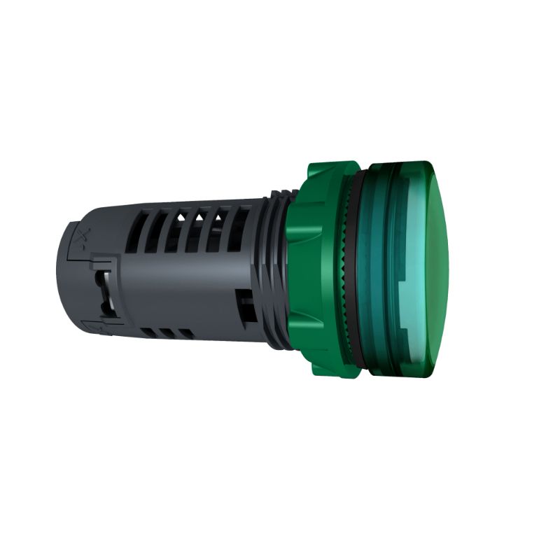 Schneider Signaling Harmony XB5_ green Monolithic pilot light Ø22 plain lens with integral LED 230...240V_ [XB5EVM3]