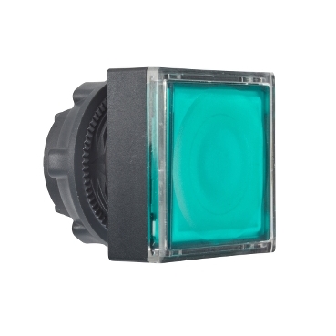 Schneider Signaling Harmony XB5_ green square flush illum pushbutton head Ø22 spring return for integral LED_ [ZB5CW333]