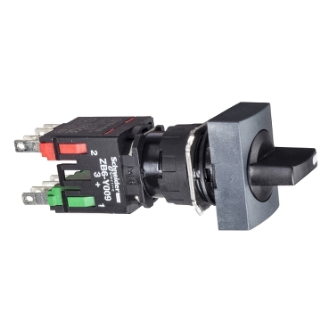 Schneider Signaling Harmony XB6_ Complete selector switch, Harmony XB6, black rectangular Ø 16 3 position stay put 1NO+1NC_ [XB6DD235B]