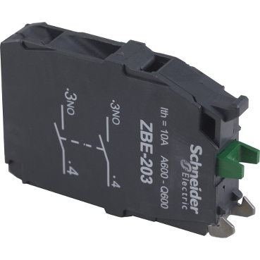 Schneider Signaling Harmony XB4_ double contact block's for head Ø22 2NO screw clamp terminal_ [ZBE203]