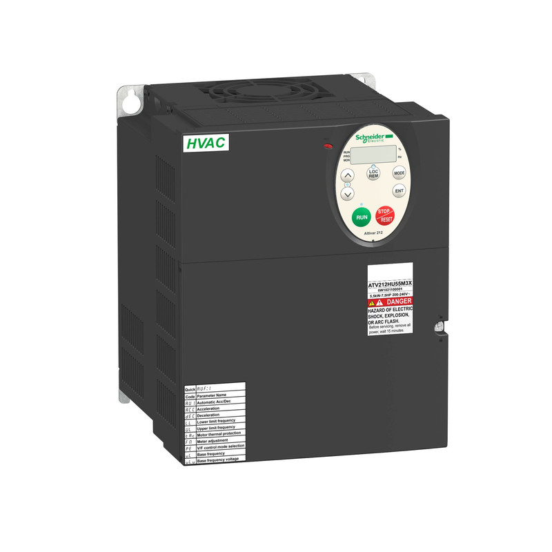 Schneider VFD Altivar 212_ variable speed drive ATV212 - 5.5kW - 7.5hp - 240V - 3ph - wo EMC - IP21_ [ATV212HU55M3X]