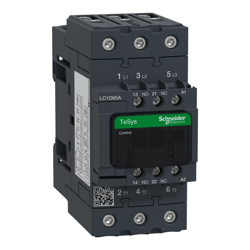Schneider Breaker TeSys Deca contactors_ TeSys D contactor - 3P(3 NO) - AC-3 - <= 440 V 65 A - 24 V AC 50/60 Hz coil_ [LC1D65AB7]