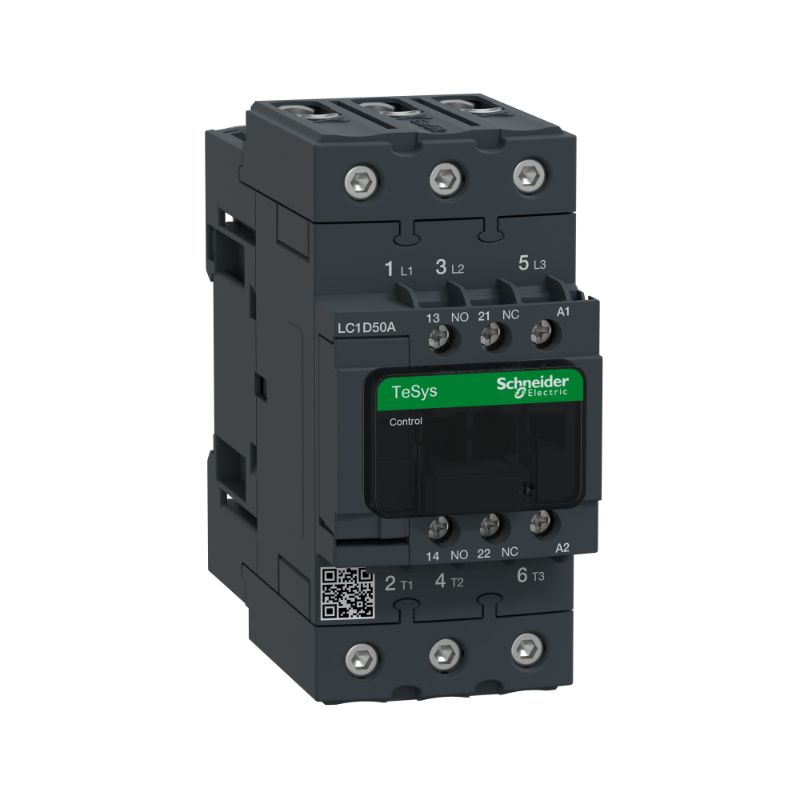 Schneider Breaker TeSys Deca contactors_ TeSys D contactor - 3P(3 NO) - AC-3 - <= 440 V 50 A - 220 V AC 50/60 Hz coil_ [LC1D50AM7]
