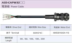 Delta  Servo Accessories ASD, CABLE 5M (POWER  BRAKE WIRE) 6