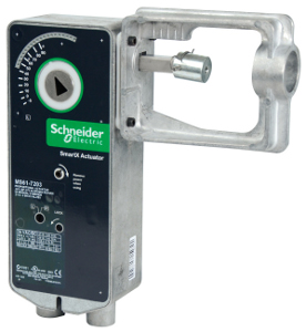 Schneider SmartX, Actuator, proportional 2-10 Vdc, spring return, 24 Vac/Vdc, 3 ft plenum cable, 220 lbf, 25 mm stroke, NEMA 1