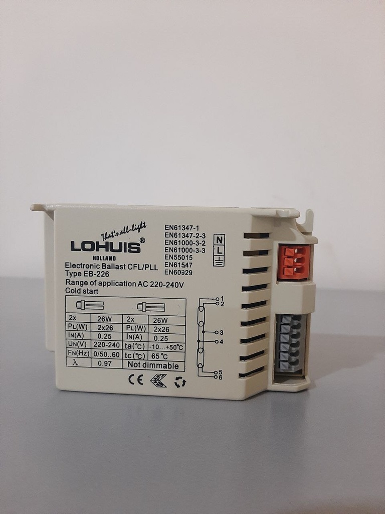 ELECTRONIC BALLAST CFL/PLL, Range of Application AC 220-240V.