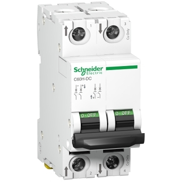 Schneider Breaker Miniature circuit breaker (MCB), Acti9 C60H-DC, 2P, 16A, C curve, 6kA (IEC/EN 60947-2)