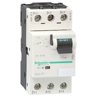 Schneider Motor circuit breaker, TeSys GV2, 3P, 4-6.3 A, thermal magnetic, screw clamp terminals [GV2RT10]