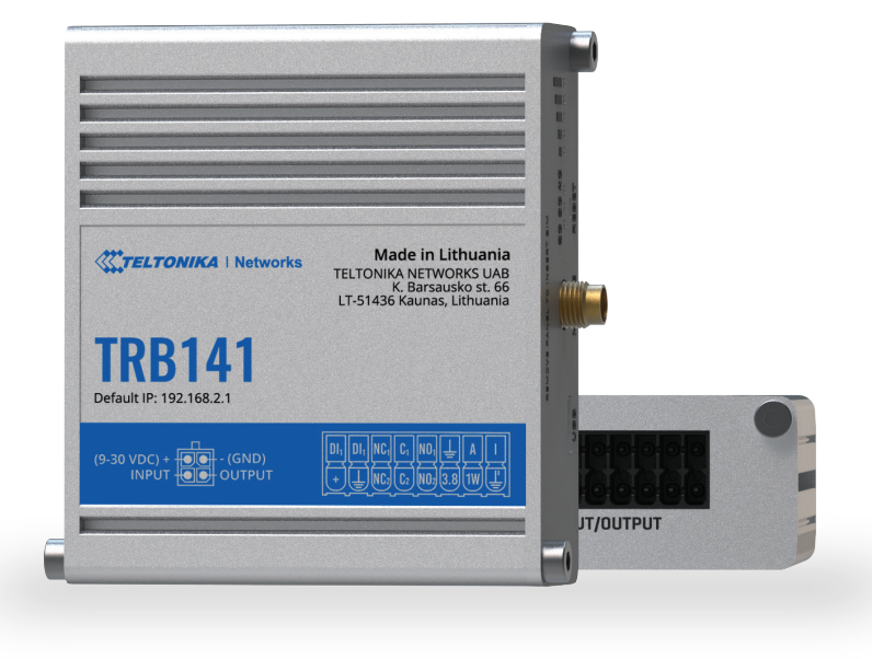 TELTONIKA 4G (LTE) – Cat 1 up to 10 Mbps, 3G – Up to 42 Mbps, 2G – Up to 236.8 kbps Gateway [TRB141]