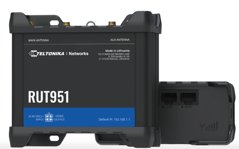 TELTONIKA Router 4G (LTE) – Cat 4 up to 150 Mbps, 3G – Up to 42 Mbps, 2G – Up to 236.8 kbps [RUT951]