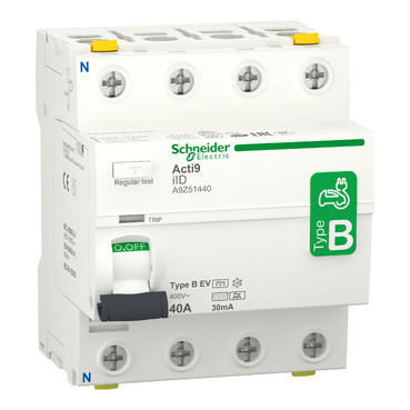 Schneider Acti9 iID - Residual Current Circuit Breaker - 4P - 40A - 30mA - B EV type [A9Z51440]