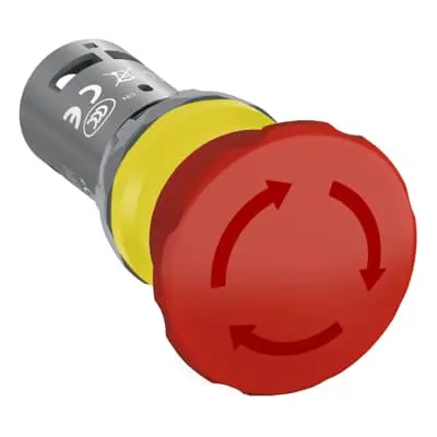 ABB CE4T-10R-11 Emergency stop is: Compact - Emergency stop - Twist release - Maintained - Mushroom 40 mm - Red - Non-illuminated - 1NO+1NC - 1 NO - 1 NC - 24 ... 300 V [1SFA619550R1071]