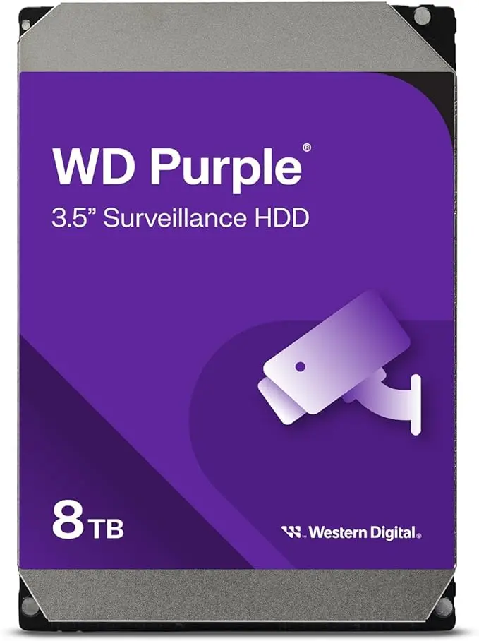 Western Digital 8TB WD Purple Surveillance Internal Hard Drive HDD - SATA 6 Gb/s, 128 MB Cache, 3.5" - [WD84PURZ]