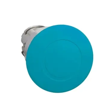 Schneider Head for non illuminated push button, Harmony XB4, blue mushroom 40mm, 22mm, latching, push pull to release, unmarked [ZB4BT6]